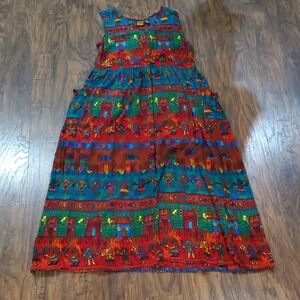 Vintage Bila Vibrant Multicolor Maxi Dress